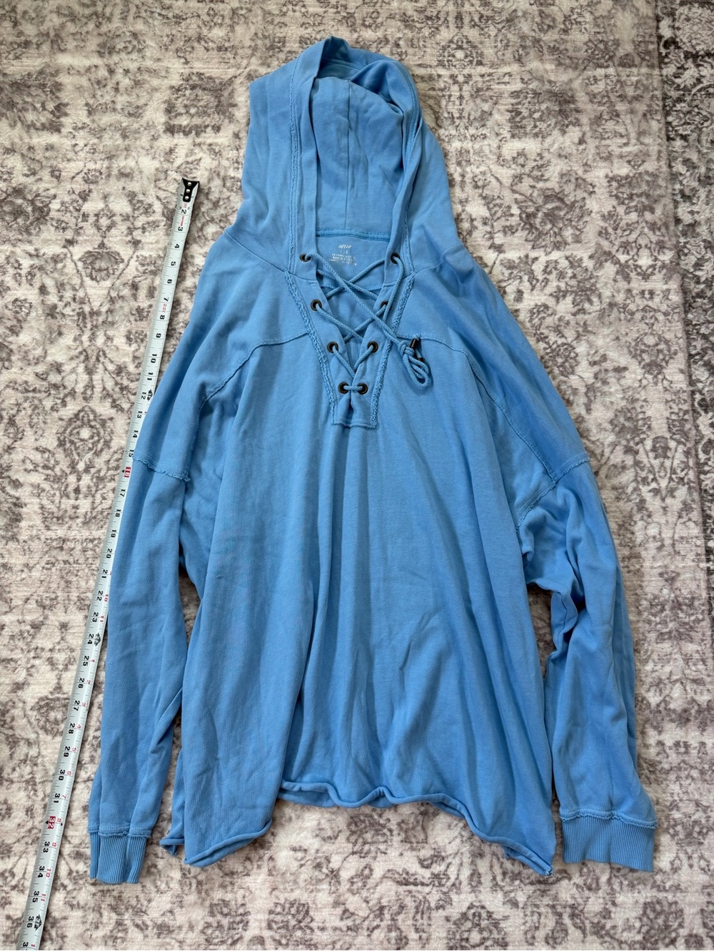 Aerie Light Blue Lace-Up Women’s Oversized Hoodie Size Large
